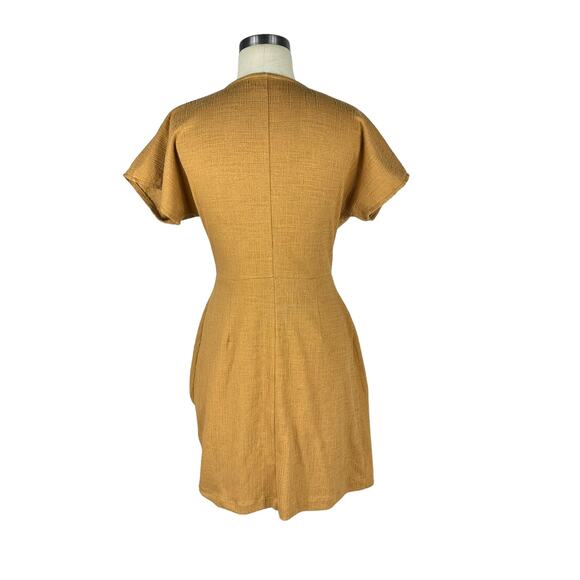 MADEWELL Cross Front Flutter Sleeve Surplice Mini Dress Toffee Brown Women's M - Picture 3 of 7
